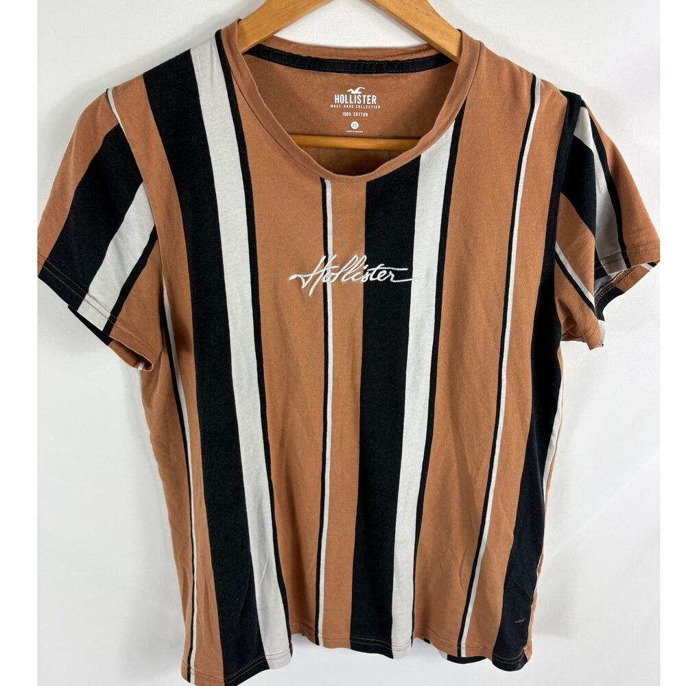 Hollister Brown Black White Stripe Tshirt Size Small